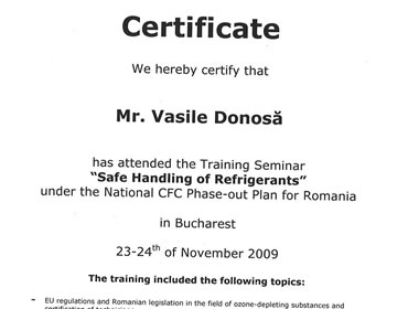 Certificare instruire freoni