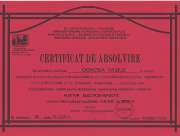 Certificare auditor electroenergetic
